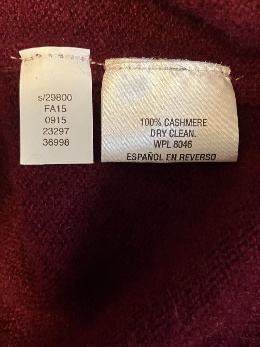 Club Room Estate Cashmere Sweater Mens Large Burgundy V Neck Maroon Pullover L - Picture 6 of 6